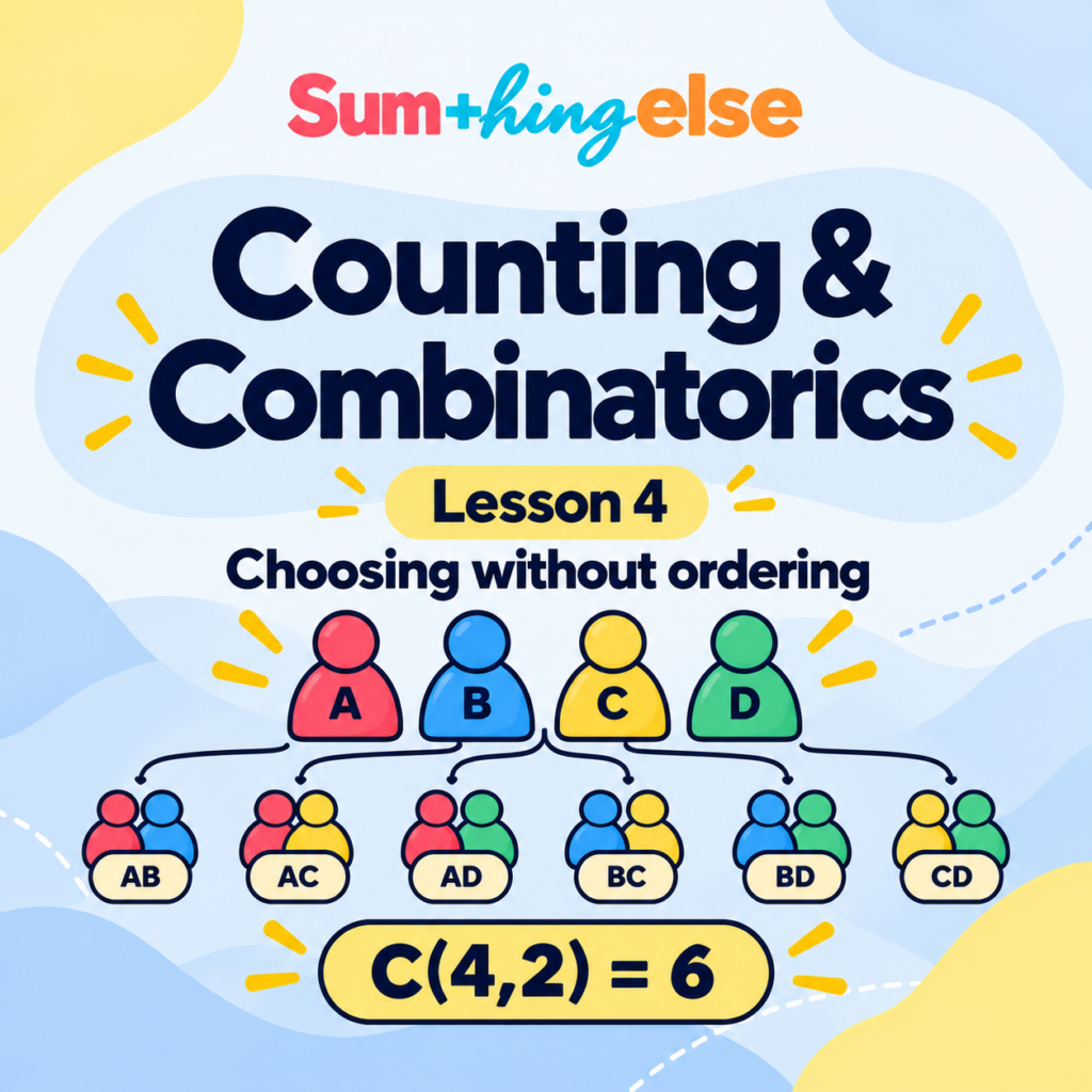 Counting & Combinatorics Lesson 4 – Choosing Without Ordering printable maths lesson