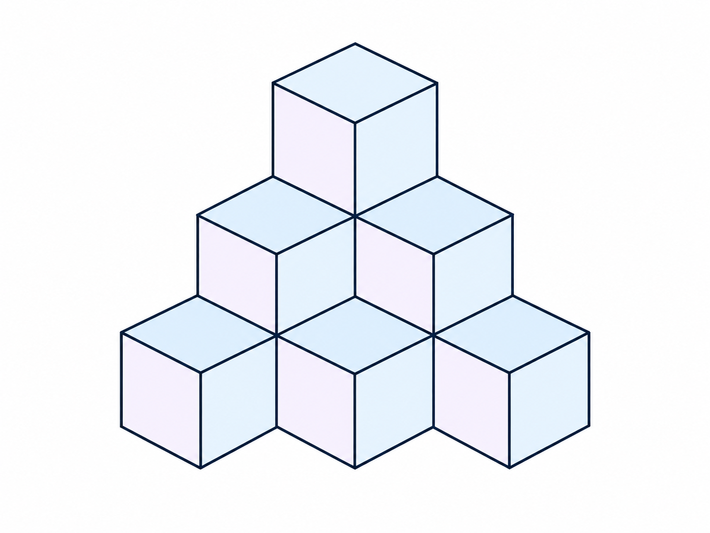 A stack of identical cubes illustrating how cubes can fill three-dimensional space